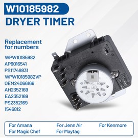 W10185982 Dryer Timer Compatible with Whirlpool WED4995EW1 WED4950HW0 WED4910XQ1 WED4810EW0 WED4810BQ0 WED4810BQ0 WED4800XQ0 WED4800XQ0 WED4800BQ1, Replacement for AP6016541 PS11749831 WPW10185982