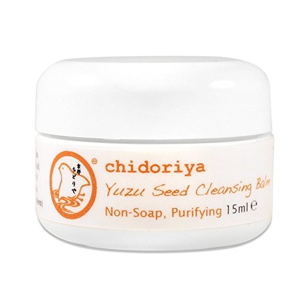 Chidoriya Yuzu Seed Cleansing Balm, Non Soap Purifying Cleanser and Makeup Remover with Moisturizing Olive Jojoba Grapeseed Oils Beeswax and All Natural Aromatic Ingredients, 0.5 Ounce Jar