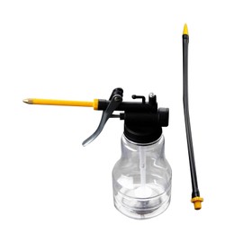 Ronyme Oil Can Transparent Hand Oil Can Manual Oiling Thumb Pump Tool Metal Spout Bottle High Pressure Oiler for with Rigid and Flexible Spout