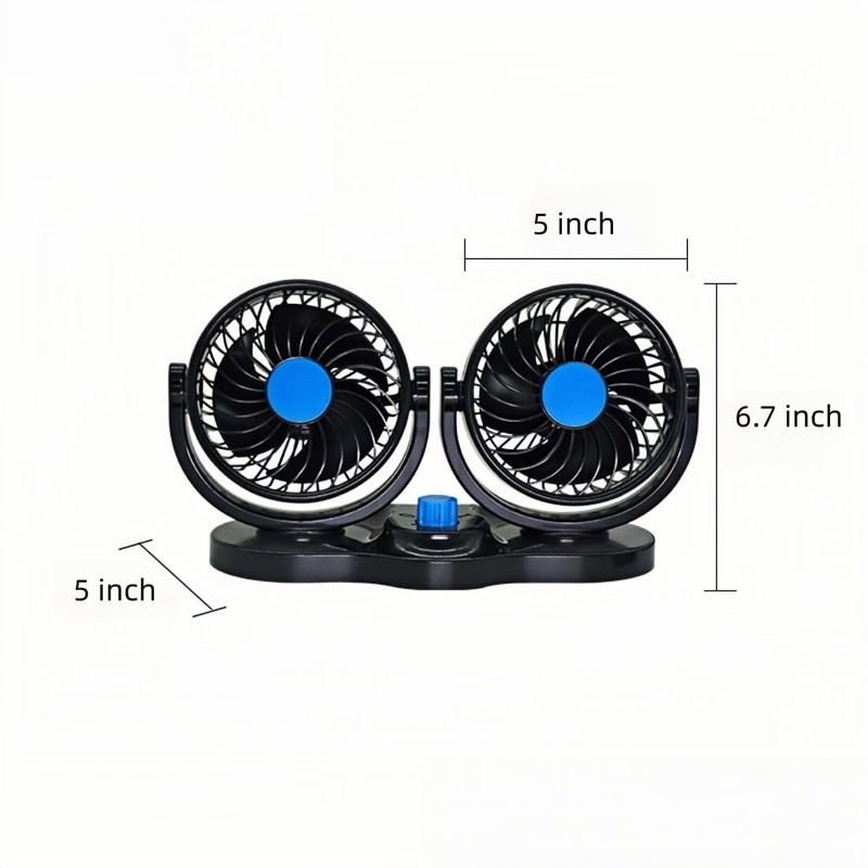 HCUSR Vehicle Fan,12V 4 Inch Dual Head 360° Rotatable car