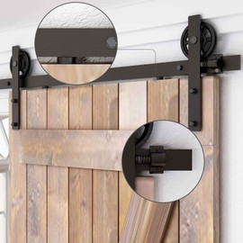 TSMST 6FT Heavy Duty Sturdy Sliding Barn Door Hardware Track Kit for Single Wood Door - Easy to Install - Type A