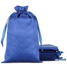 Tapleap Blue Satin Cloth Gift Bags, For Kids Classroom, Wedding, Birthday, Baby Shower, or Bachelor Party Favors, Summer Holiday, Hangover Kits or Jewelry, 5x8 inches with Drawstring, 30Pcs