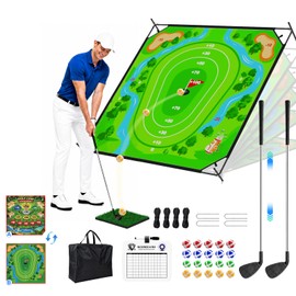 CLASMAX Golf Chipping Game Set, Double-Sided Mat, Outdoor Game for Adults