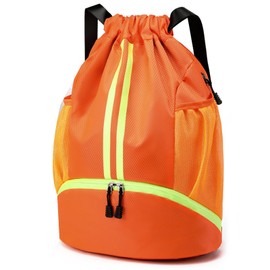 Veki Sports Backpack with Drawstring, Gym Bag Waterproof for Men and Women, Sports Bag with Bottom Compartment for Basketball, Football, Volleyball, Gym Bag for Travel, Gym, Swimming