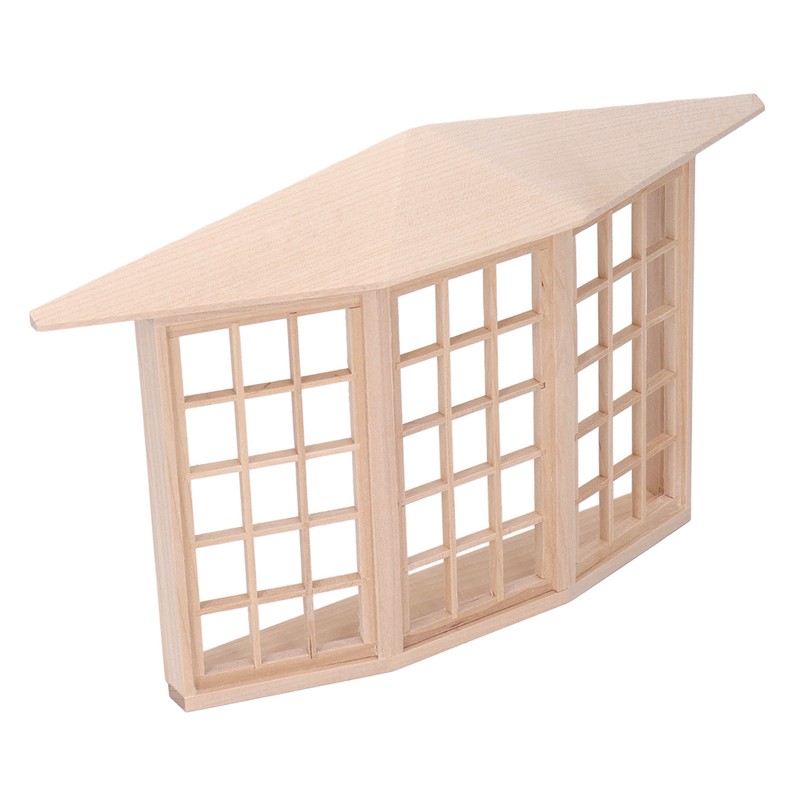 1/12 Dollhouse Bay Window Exquisite Miniature Wooden 45 Degree Corner