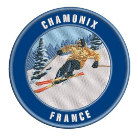 Chamonix, France Ski Restort Mountain Embroidered Premium Patch DIY Iron-on or Sew-on Decorative Badge Emblem Vacation Souvenir Travel Gear Clothes Appliques