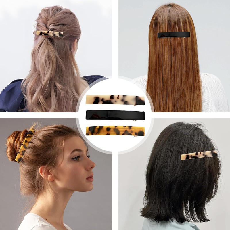 Pack of 3 Women's Hair Clips, Thick Thin Hair, French