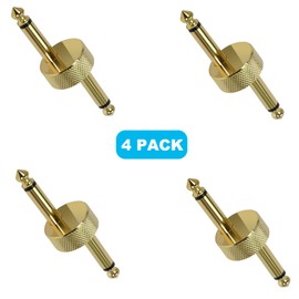 VSN 1/4 Inch Pedals Coupler Z Type 6.3mm Guitar Pedal Connectors 4 Pack TS Copper Male Connector for Effect Pedalboard …