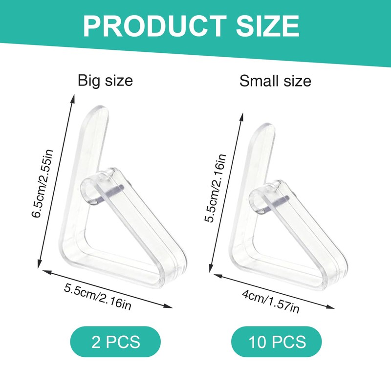 Xumann 12 Pcs Table Cloth Clip, 2 Size Clear Tablecloth