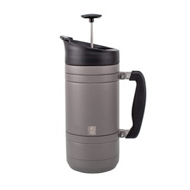 BruTrek Basecamp Coffee Press - Double Wall Vacuum Insulated Stainless Steel - Bru-Stop Technology, No Grounds in Coffee, No Spill Lid (Storm Gray, 48 fl.oz)