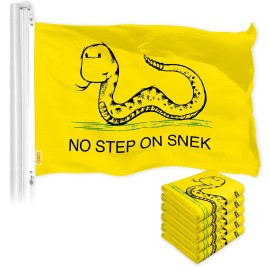 UD_G128 5 Pack: No Step on Snek Cute Cartoon Flag  3x5 Ft  LiteWeave Pro Series Printed 150D Polyester  Novelty Flag, Vibrant Co