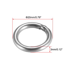 sourcing map 201 Stainless Steel O Ring 20mm(0.79") Outer Diameter 3mm Thickness Strapping Welded Round Rings 20pcs