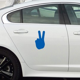 ANGDEST Peace Hand Silhouette ! (Azure Blue) (Set of 2) Premium Waterproof Vinyl Decal Stickers for Laptop Phone Accessory Helmet Car Window Bumper Mug Tuber Cup Door Wall Decoration