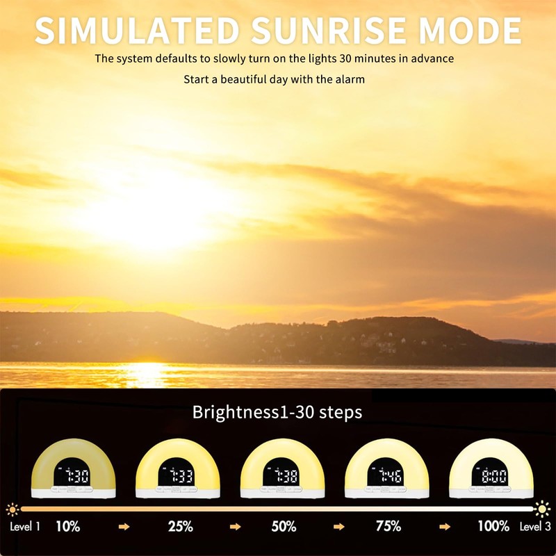 Light Alarm Clock, Daylight Alarm Clock with Sunrise and Sunset