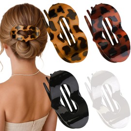 4 PCS Flat Hair Claw Clips for Women - Tortoise Amber Flat Hair Clips for women and Girls, Heart Strong Hold Duckbill Hair Clips for Thick & Thin Hair