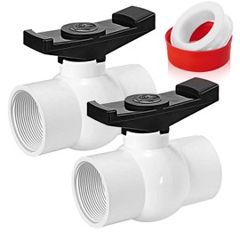 Boltigen 2Pack 1-1/2 inch NPT PVC Ball Valves, 1.5''Double Female NPT Threaded PVC Shut Off Valve with Full Flow Port, SCH40 Plastic Water Control Valve, for Swimming Pool, Irrigation, Sewage Pipes