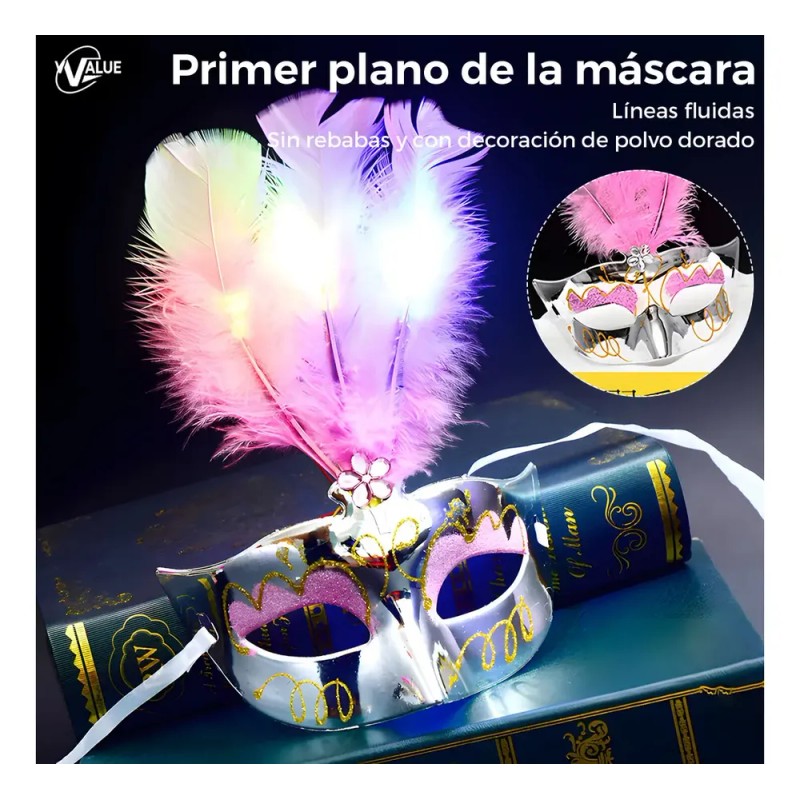 6pc Antifaz Flores Fiesta Máscara Carnaval Cosplay Halloween Floreado /led