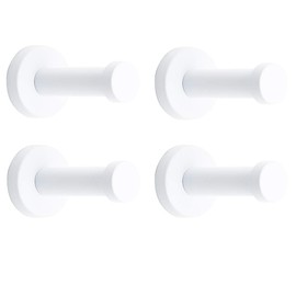 NELXULAS Classic White Stainless Steel Single Super Heavy Duty Wall Mount Hook, Coat Hanger, Bath Towel Hooks (2-4/5", 4 PCS)