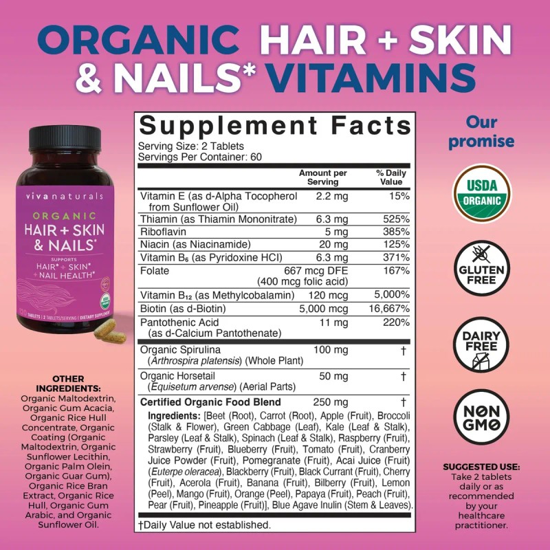 Viva Naturals Biotina 5000mcg Vitaminas Orgnicas Para Pelo