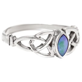 Windalf Lucania Women's Silver Ring with Stone 6 mm Sea Opal Lucky & Friendship Ring 925 Sterling Silver, Sterling Silver, Abalone