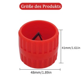 Universal 2-in-1 Copper Pipe Deburring Tool Deburring Tool Plastic Copper Pipe for Cleaning Work Indoor and Outdoor Pipe, 5-38 mm, Red (Pack of 1)