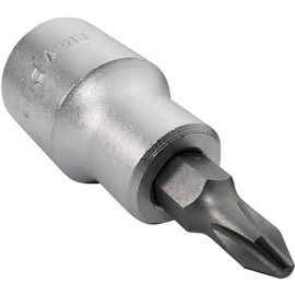 AERZETIX - C45083 - Screwdriver Socket 1/2 for Phillips Screws - Monoblock PH2x55mm - Bit for Wrench/Manual/Pneumatic Ratchet - Made of CR-V Steel - Colour Silver