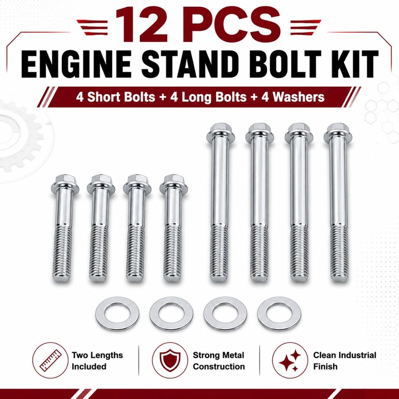 12 PCS M10-1.5 Engine Stand Bolt Kit Compatible with LS