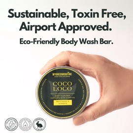 Coco Loco Body Wash Bar, Natural Essential Oils, Chemical-Free, Zero Plastic Packaging