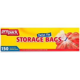 ProPack Disposable Plastic Storage Bags with Original Twist Tie, 1 Gallon Size, 600 Bags, Great for Home, Office, Vacation, Traveling, Sandwich, Fruits, Nuts, Cake, Cookies, Or Any Snacks (4 Packs)