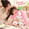 Kawaii Transforming Fruit Bunny Plush Toy, Strawberry and Carrot Rabbit
