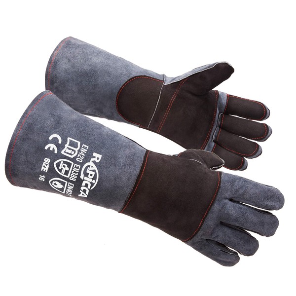 RAPICCA Animal Handling Gloves Bite Proof Double Leather Reinforced Padding