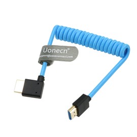 Uonecn Left Angle HDMI 2.1 Cable for Atomos Ninja V, Portkeys BM5, 48Gbps 8K Braided Coiled HDMI Cord for Sony A7iv, Z-CAM F6, Z-Cam E2 Pro Cameras