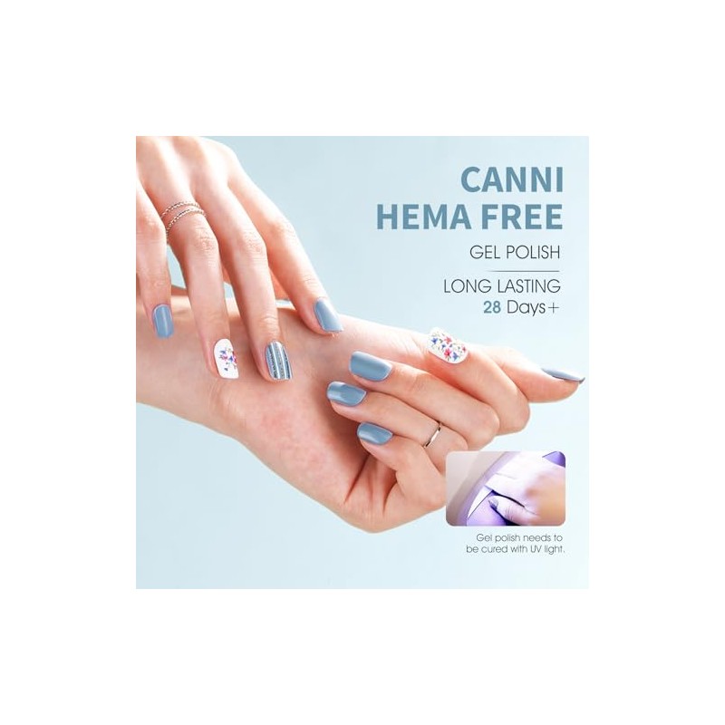 CANNI - Esmalte de uñas en gel azul claro, 1