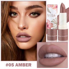 XINGXYUEL 2PCS Matte Nude Lipstick Set Velvet Lip Gloss Nude Lip Stain Paper Tube Lipsticks Non-Stick Cup Waterproof Long Lasting Matte Lipstick for Women Daily Professional Lip Makeup-Amber