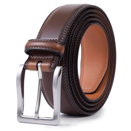 Fabio Valenti Genuine Leather Dress Belts For Men - Mens Belt For Suits, Jeans, Uniform With Single Prong Buckle(38,1030 Brown)