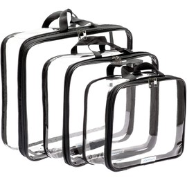 Clear Compression Packing Cubes 3 Set - Bags for Travel - Luggage Cube Organizer - Cosmetic Bags Black