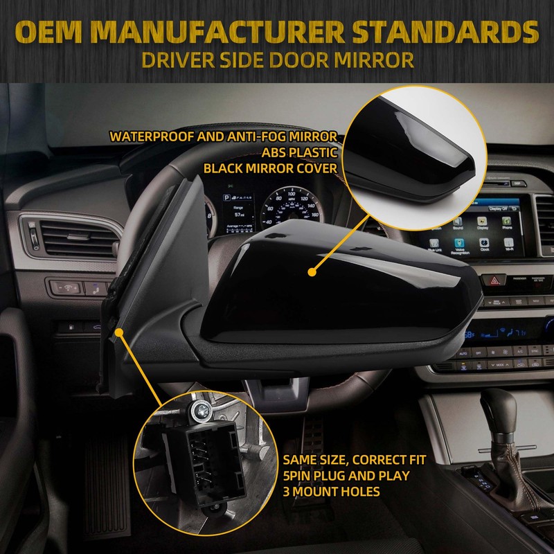Dasbecan Left Driver Side Mirror Compatible With 2018-2023 Chevy Equinox