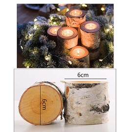 Christmas Birch Tealight Holder Real Birch Log Candle Holders Wooden Tealight Candleholder Succulent Plant Holder for Home Party Fireplace Decoration (Pack of 4 Same Height 2.36"x2.36")