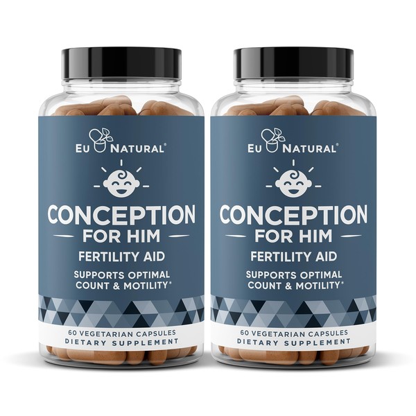 Conception For Him – Fertility Supplements for Men, Male Fertility Support & Prenatal – Optimal Sperm Count, Motility Strength – Ashwagandha, Folate Folic Acid, Magnesium, Zinc – 120 Veg Soft Capsules