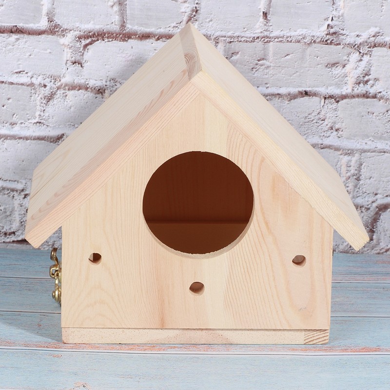 Outdoor Innovative Wooden Bird House Birds Nesting Breeding Cage Ornament