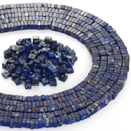 Firstmeet Square Imperial Jasper Beads for Jewelry Making Adults DIY Multi-Color Beaded Bracelet Accessories(DIY-1024-Dark blue)