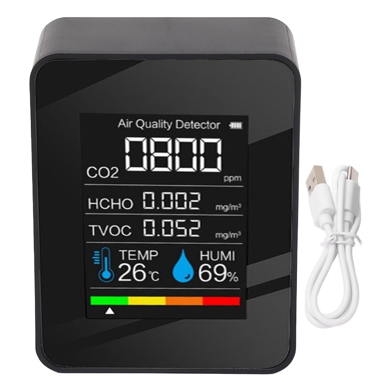 5 in 1 Air Quality Monitor LCD Color Screen CO2