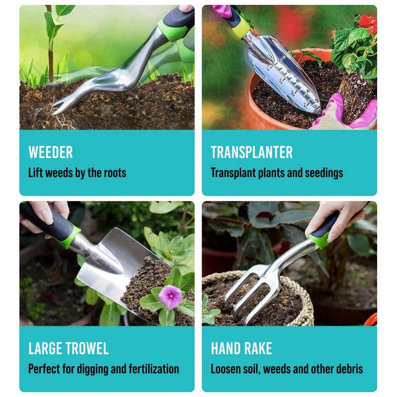 GROWIT Heavy Duty Gardening Tools - 22-Piece Gardening Gifts for