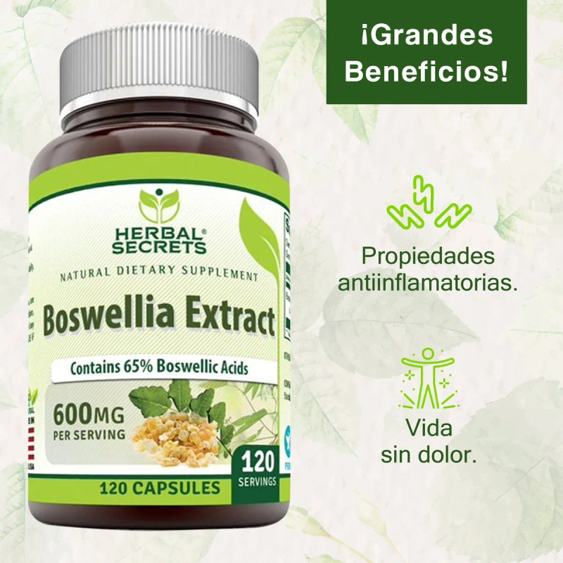 Herbal Secrets Boswellia Extract Serrata 600mg 120 Cápsulas Sabor Sin