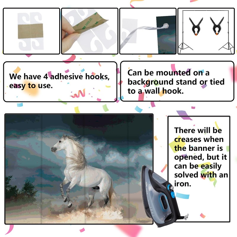 White Horse Birthday Party Banner White Horse Themed the Dust
