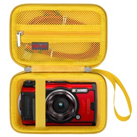 Elonbo Carrying Case for OM SYSTEM Tough TG-7 / OLYMPUS Tough TG-6 Underwater Camera, Waterproof 4K Video Digital Camera Hard Travel Bag, Mesh Pocket fits Battery Cables, Blue