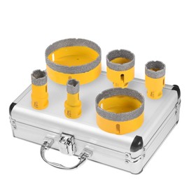 LFGUD Diamond Hole Saw Kit, 6-Piece Diamond Core Drill Bits Set(20/25/35/50/75/100mm) Tile Hole Saw Kit Vacuum Brazed Core Drill Bits for Glass Marble Granite Stone Ceramic Brick, Yellow