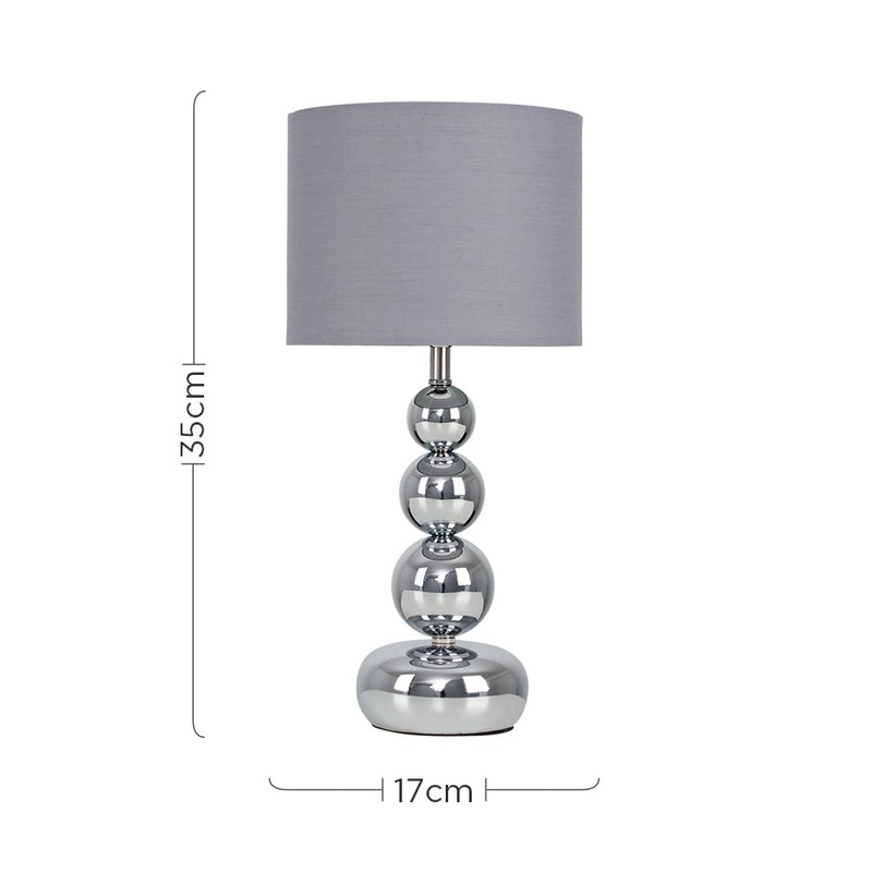 MiniSun | Marissa Modern Chrome Table Lamp with Grey Shade