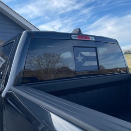 for Ford F150 2015-2023 Rear Middle Sliding Window Puerto Rico Flag Decal, Matte Black