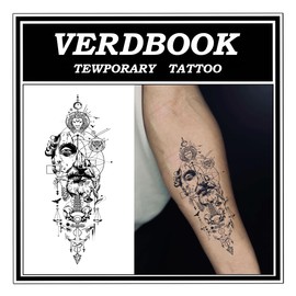 VERDBOOK Waterproof Temporary Tattoos: 2-Sheet Tattoo Kit with Realistic Body Stickers, Semi-Permanent Tattoos for Adults Lasting 7-15 Days – Safe for Men & Women, Celestial Reign